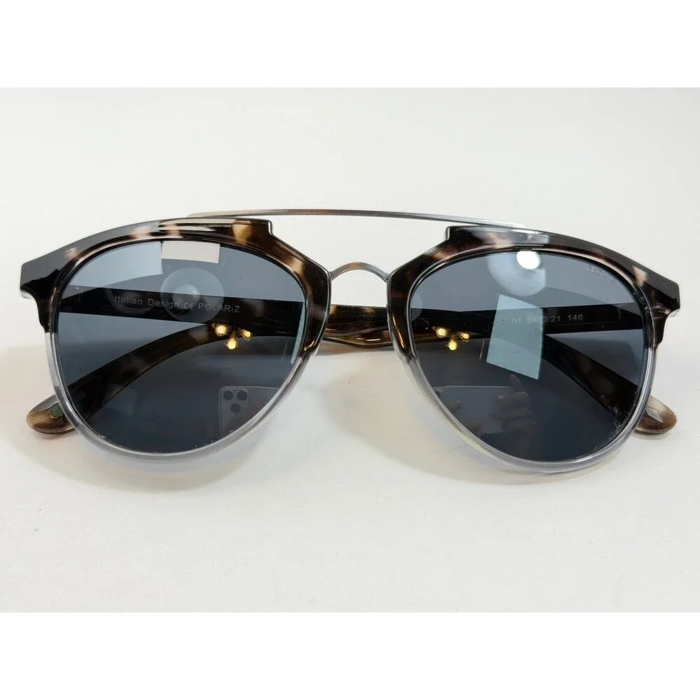 FLOATS Women's Sunglasses Black Tortoise Bluish Polarized 54mm Italian Design